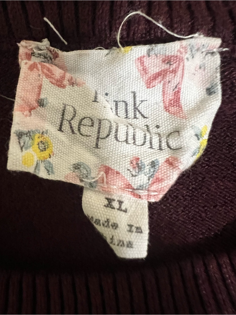 Pink Republic Striped Crewneck Sweater - Maroon and White cropped - Picture 3 of 4